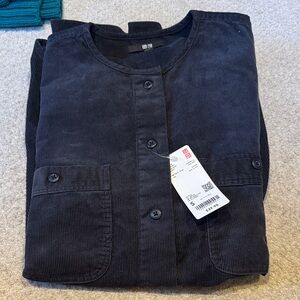 Uniqlo Dark Gary Long Corduroy Shirt Jacket